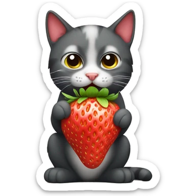 Cat eating a strawberry sticker