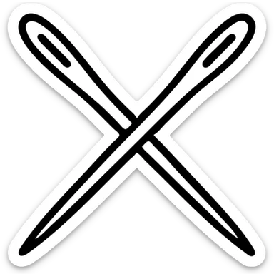 simple and bold icon of an X formed by two crossing needles sticker