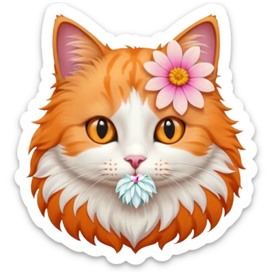 Cat and flower sticker