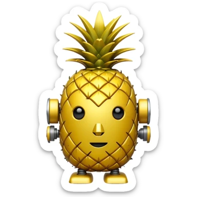 robot pineapple emoji no eyes sticker