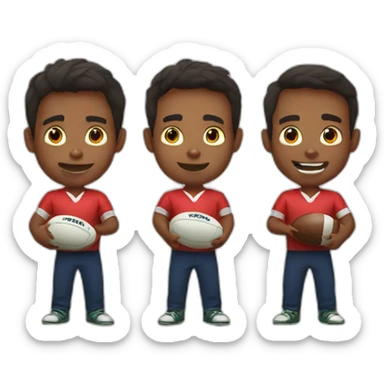 Three brothers holding rugby balls sticker