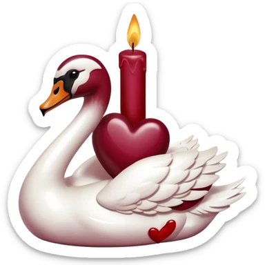 Maroon heart, swan , candle sticker