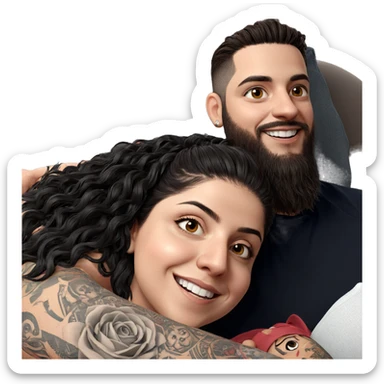 smiling couple with tattoos sticker