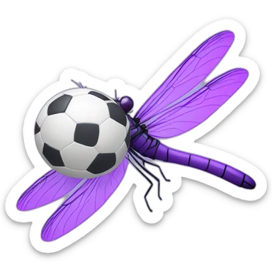 a purple dragonfly playing soccer sticker