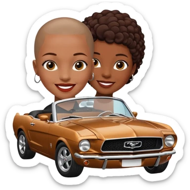 Classic mustang black female shaved head happy birthday sticker