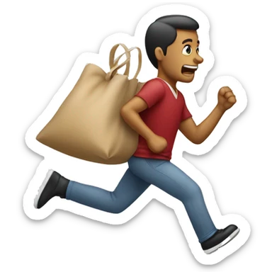 Ladrón corriendo con bolsa de dinero sticker