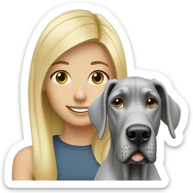 Blonde girl with a grey great dane dog sticker