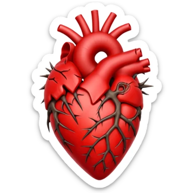 anatomical heart wrapped in thorns sticker
