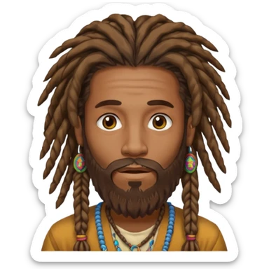 dreadlock hippie beard sticker