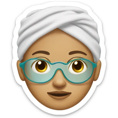 Girl wearing towel and eye patches in face sticker