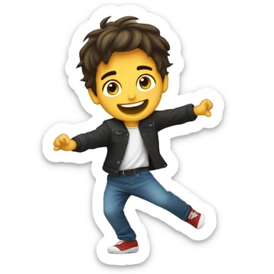 Niño rubio con el pelo largo bailando sticker