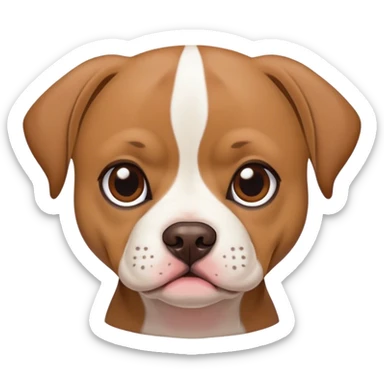 small brown puggle dog with large brown faced with white body pitbull  sticker