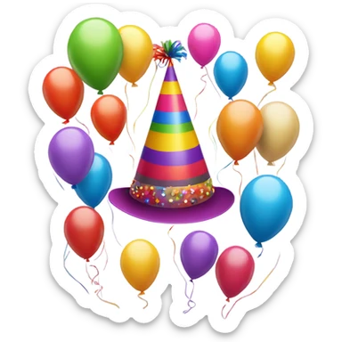 Birthday hat Ballons  sticker