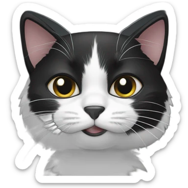 Blac and white crazy cat  sticker