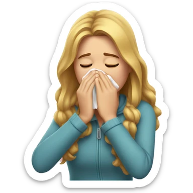 girl sneezing into her hands sticker