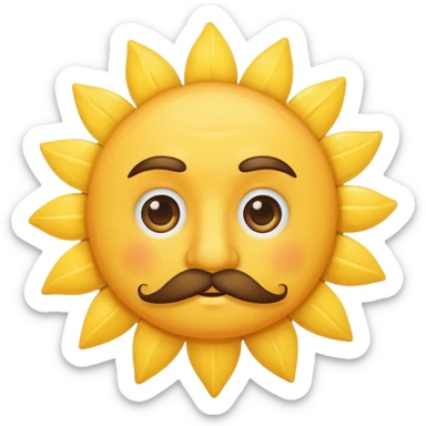 sun with mustache with no smile no brows sticker