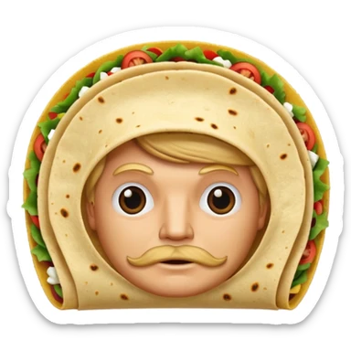 taco with Donald Trump's facial features and hair sticker