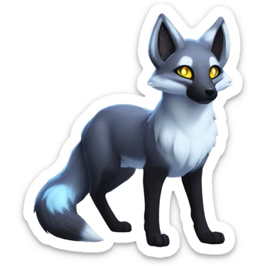 Arctic-Fox-Umbreon-Silver-Fox-hybrid with Anubis-rings full body sticker