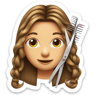 comb, scissors and hat with long hair girl sticker