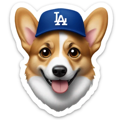 Corgi wearing a dodgers hat sticker