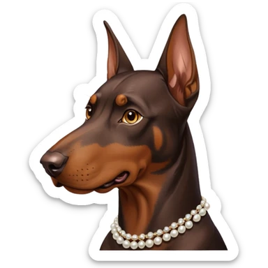 Friendly Doberman with pearl necklace sticker