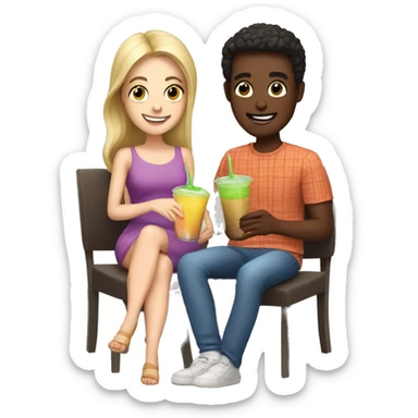 fair skinned people having a date over a smoothie sticker