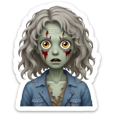 🧟‍♀️ zumbi de cabelo ondulado feminino  sticker