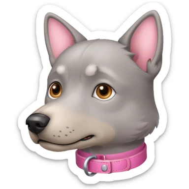 Cachorro cinza com coleira rosa olhando para trás  sticker