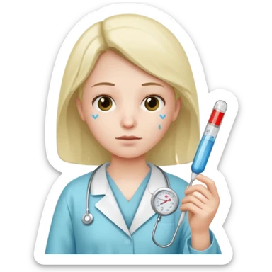 Very sick with thermometer sticker