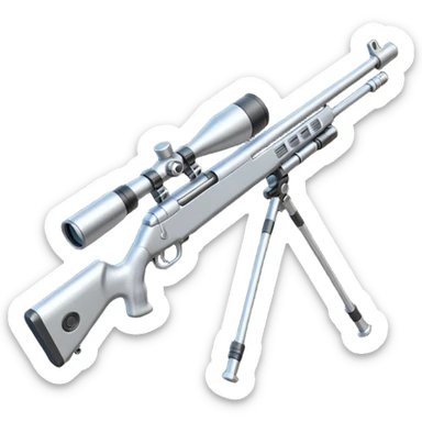 mini ICBM sniper rifle with a very long barrel, lots of high-tech gadgets, futuristic details sticker