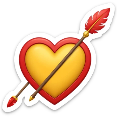Hazme el corazón amarillo con una flechazo de arco sticker