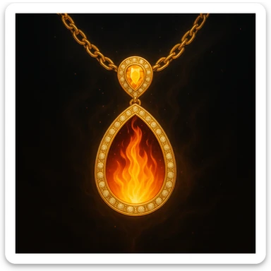 Replace the dark void with a small, powerful flame inside the pendant sticker