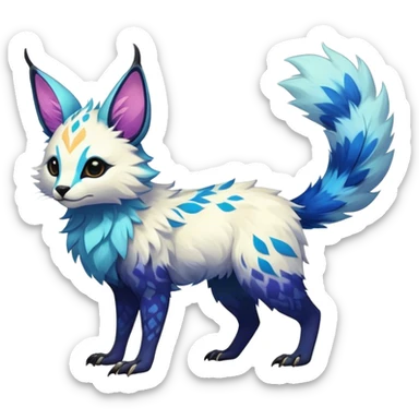 Epic Feral Rare Fantasy shiny cool fluffy Vernid-Trico-species-hybrid-animal by LiLaiRa, random markings, tufted ears, full body sticker