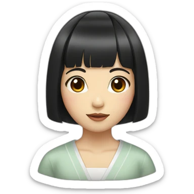 japanese girl with black bob and bangs sticker