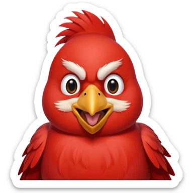 Male Cardinal (bright red)

"Laughing male cardinal bird, eyes closed, beak open wide, joyful expression, feathers slightly puffed, cartoon emoji style. sticker