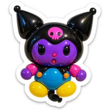 Kuromi character, puffy and glossy balloon style sticker