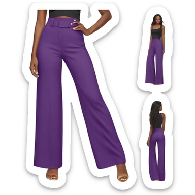 Realistic isolated pair of high waist long wide leg dressy casual pants in purple sticker