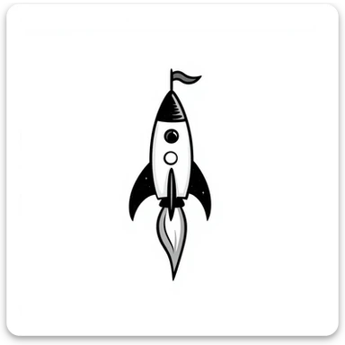 hand-drawn doodle of a rocket ship sticker