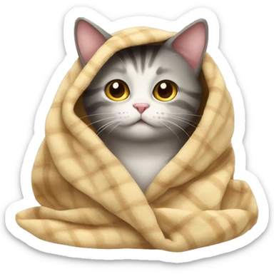 cat in blanket sticker