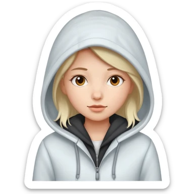 Girl, cold White Coat with Hoodie  sticker