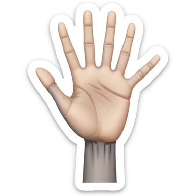 front angle view of a grey colored arm and 5-fingered hand reaching out sticker