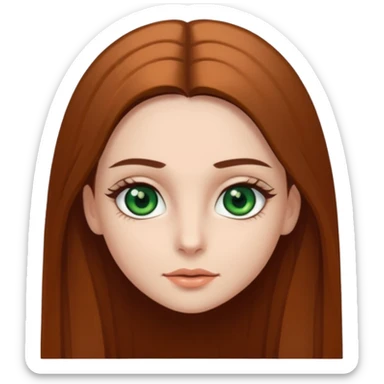 Girl with dark green eyes, light eyebrows and long brown straight hair sticker