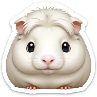 Cinematic Noble White Guinea Pig Portrait Emoji, Poised and regal, with a compact, chubby build and a pristine, well-groomed pure white fur, deep-set soulful dark eyes, Simplified yet sharp and sophisticated features, highly detailed, glowing with a soft, dignified glow, high shine, intelligent and sweet, stylized with an air of gentle purity, focused and attentive, soft glowing outline, capturing the essence of a watchful and confident little companion, so majestic it feels as though it could scurry out of the screen with effortless authority! sticker