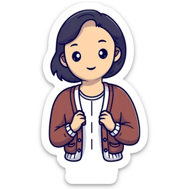 gray woman knit cardigan sticker