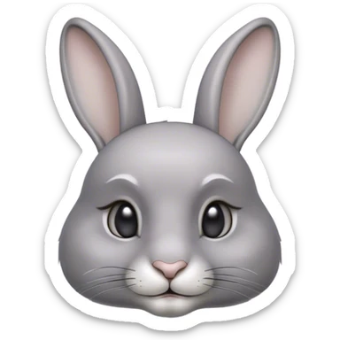 Cinematic Noble Grey Rabbit Portrait Emoji, Poised and regal, with a compact, graceful build and a smooth, elegant grey fur, long, delicate ears and deep-set soulful grey eyes, Simplified yet sharp and sophisticated features, highly detailed, glowing with a soft, dignified glow, high shine, intelligent and serene, stylized with an air of refined subtlety, focused and attentive, soft glowing outline, capturing the essence of a watchful and confident companion, so majestic it feels as though it could hop out of the screen with effortless authority! sticker