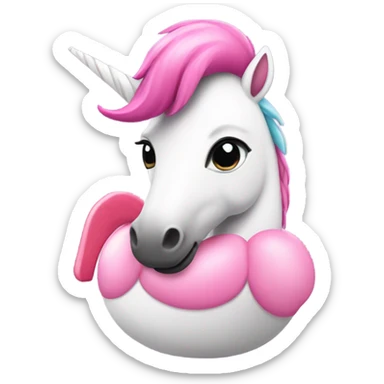 Unicorn wearing a flamingo floatie  sticker