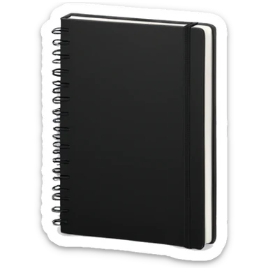 notebook with a black cover sticker