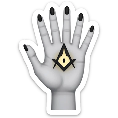 light grey hand with a black occult symbol on the palm and wrist slit sticker