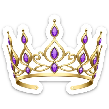 gold headband tiara with purple diamonds sticker