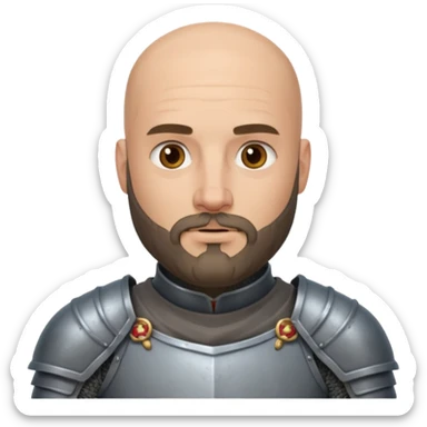 bald knight with beard, grey armor sticker